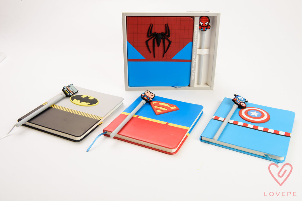 Cuaderno + lapicera superhéroes